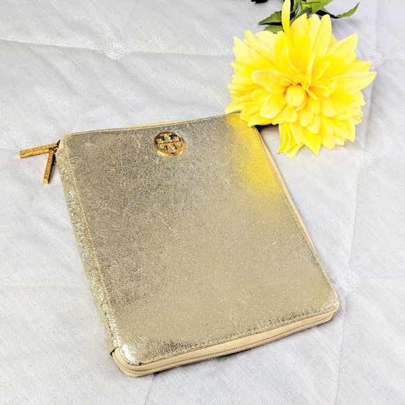 Tory Burch Gold Metallic Tablet Ipad Case